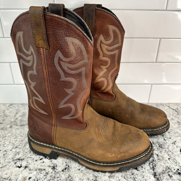 Men's Rocky Boots Roper Aztec Crazy Horse Cowboy Western Boots‎ Size 9 1/2 M